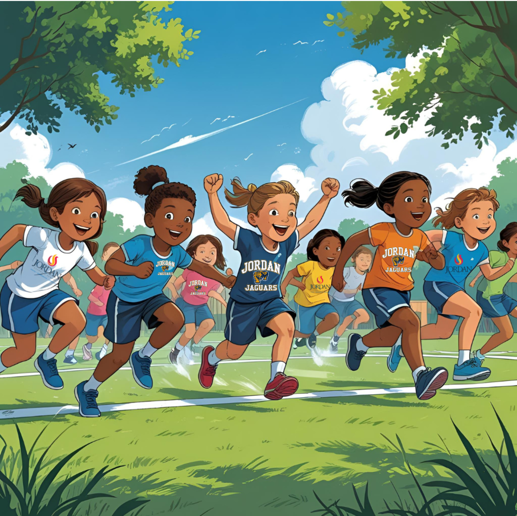 AI generated image of students in Jordan PE uniforms