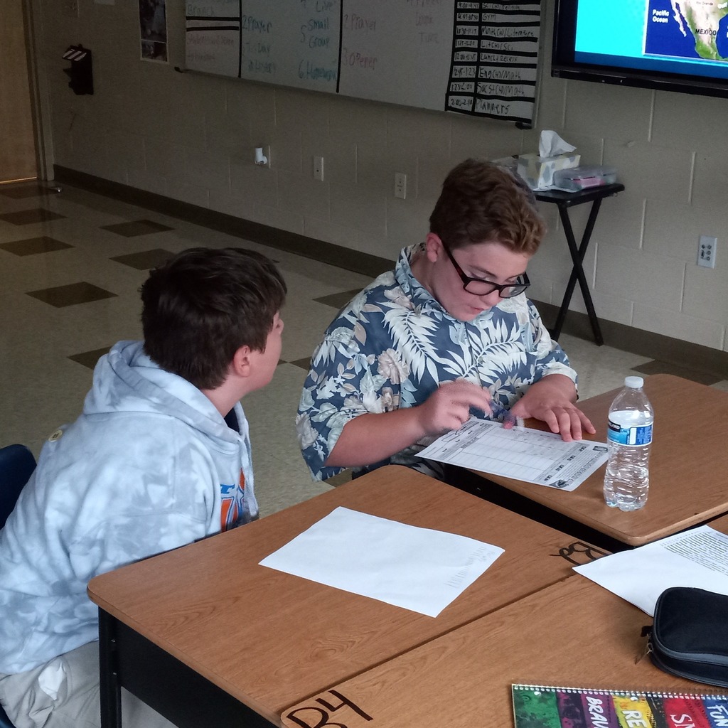 Students working together at a desk