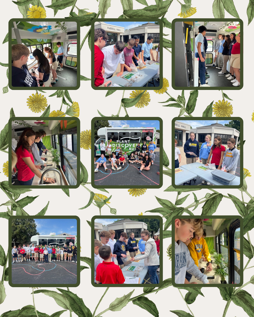 photo collage of students exploring the Botanical Center's Plant Discovery Bus