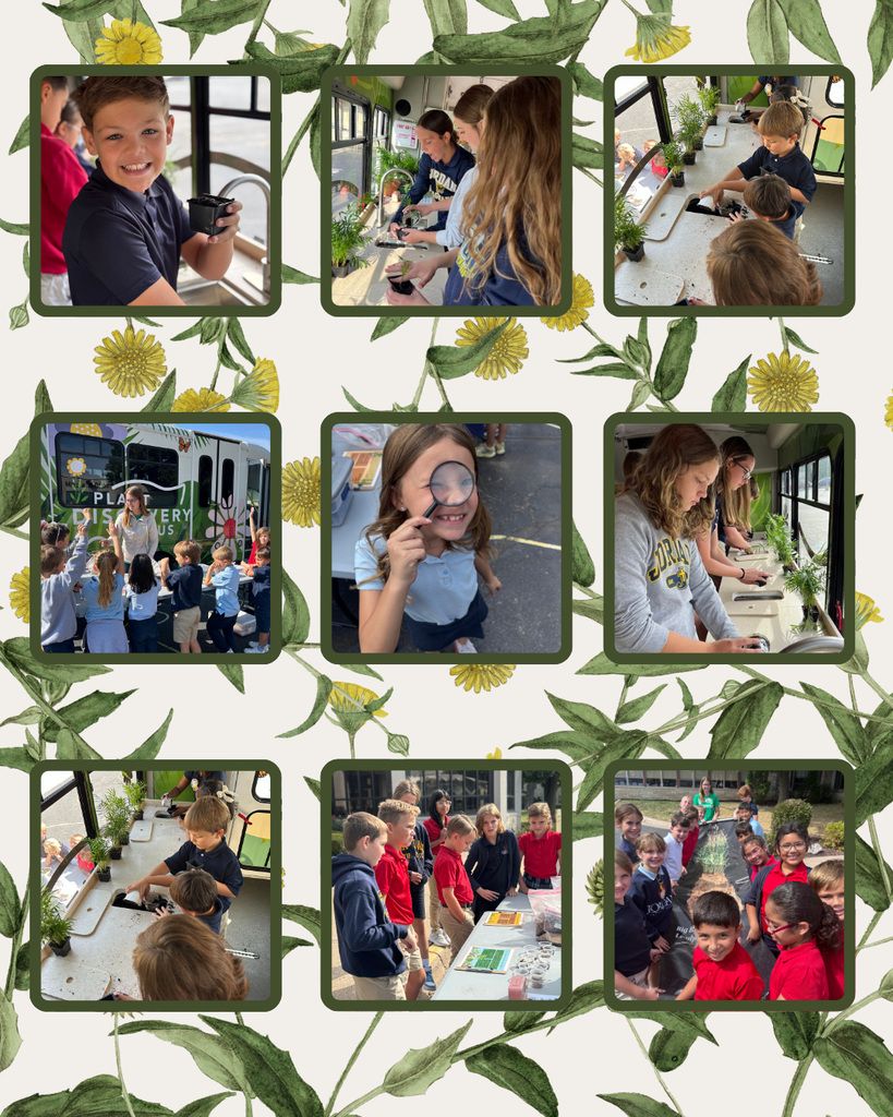 photo collage of students exploring the Botanical Center's Plant Discovery Bus