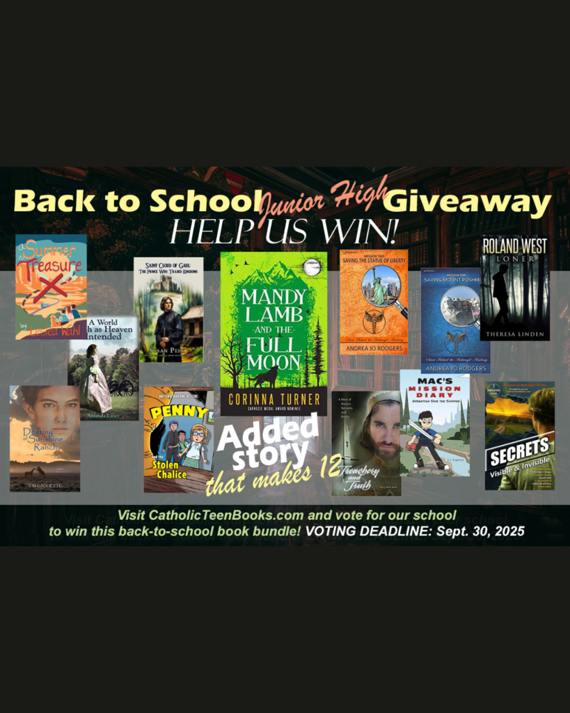 informational flier for a book giveaway with various book covers displayed
