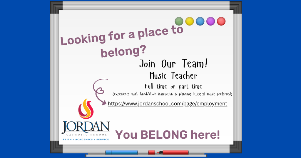 graphic image of a digital board advertising for an open music teacher position