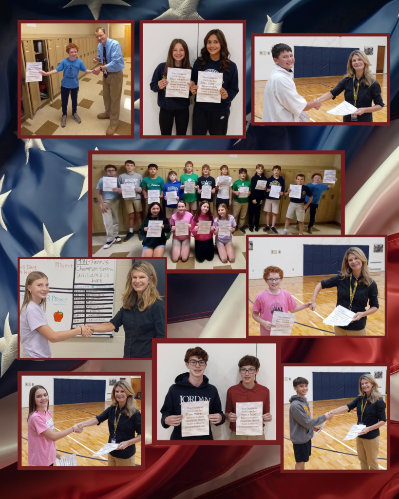 photo collage of students receiving Constitution certificates