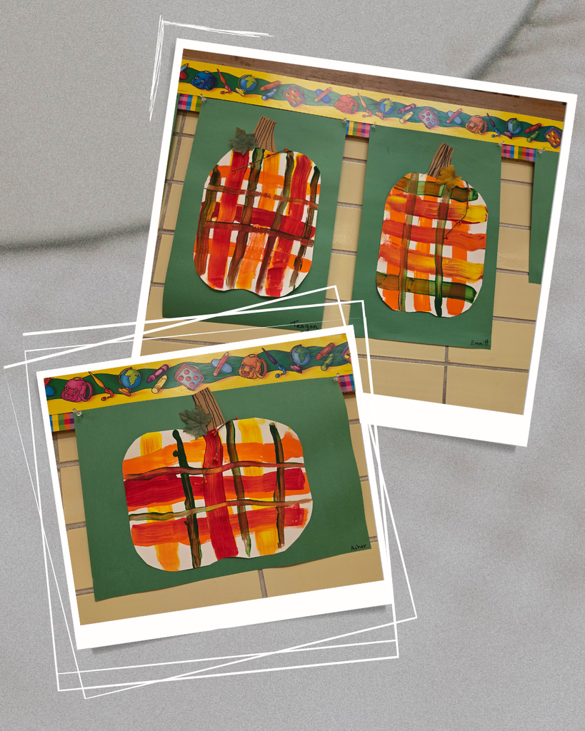 pumpkin shapes painted in a plaid design