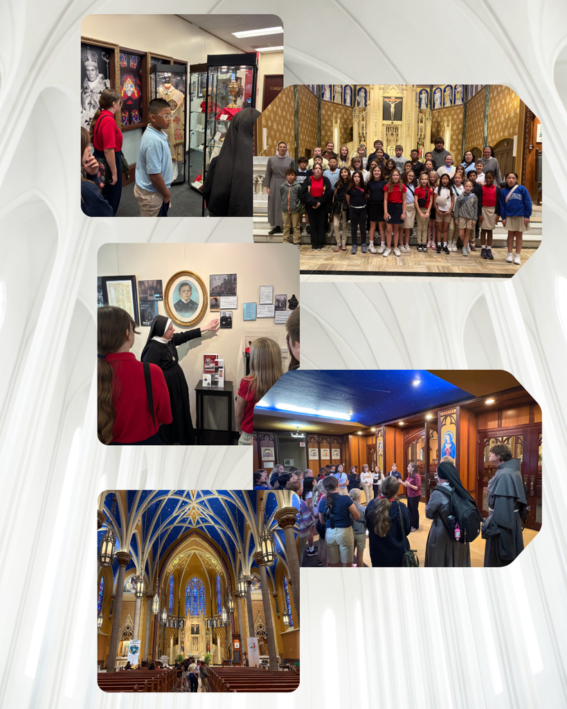 photo collage of students in a cathedral