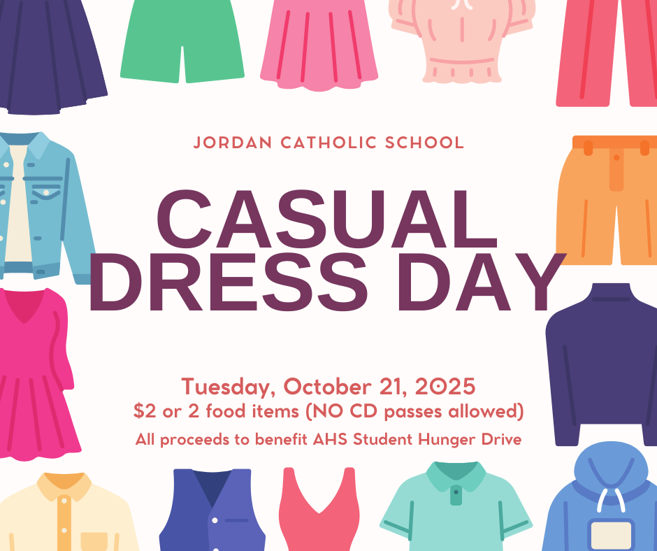 informational flier about casual dress day for a donation to the Student Hunger Drive