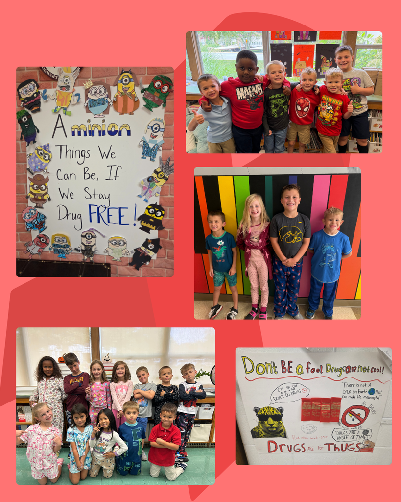 photo collage of students celebrating Red Ribbon Week