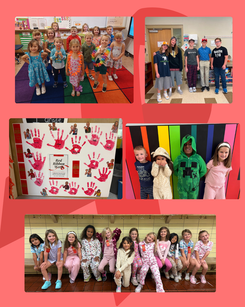photo collage of students celebrating Red Ribbon Week