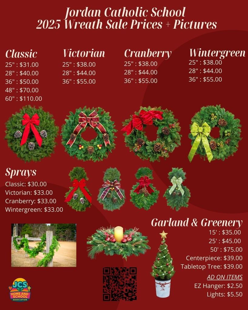 informational flier for wreath sale with prices