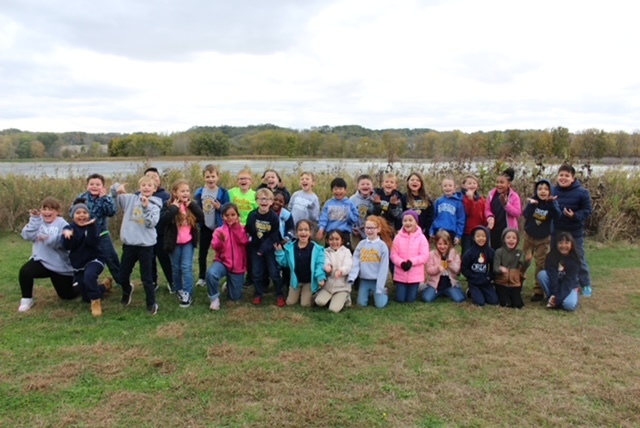 group photo of 2nd grade class at Nahant Marsh