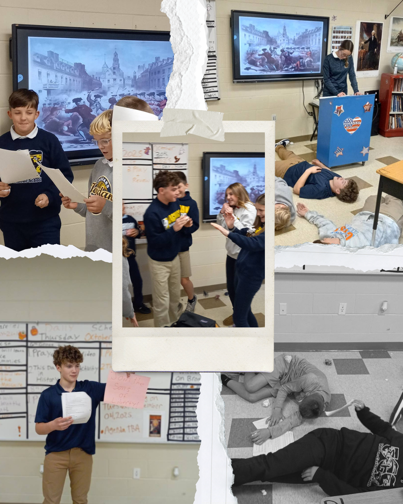 photo collage of students reenacting the Boston Massacre