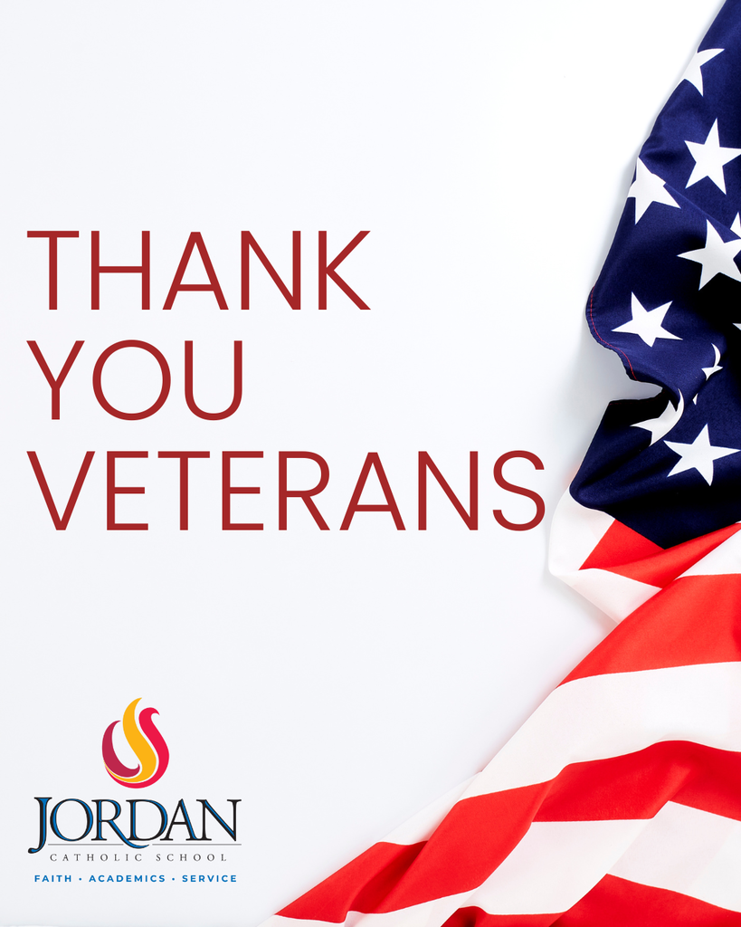 American flag with "Thank You Veterans" in maroon text, featuring Jordan logo in bottom left corner