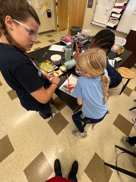 students taking core samples from playdoh