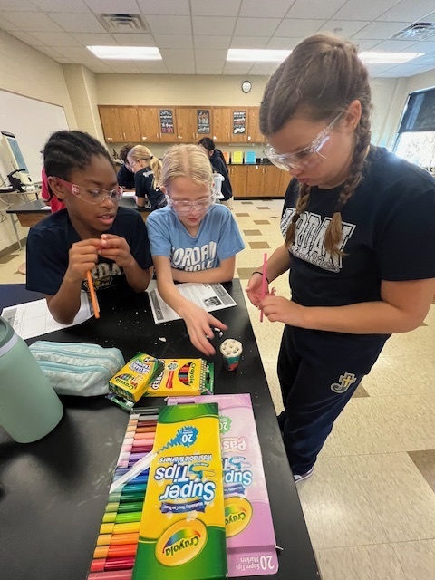 students taking core samples from playdoh