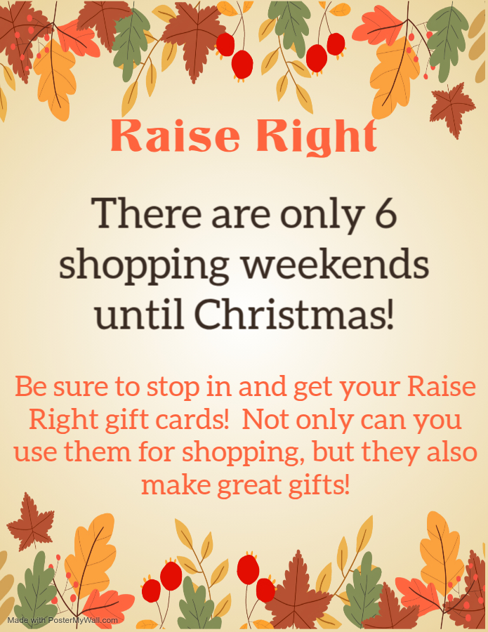 RaiseRight flier with fall leaves graphic