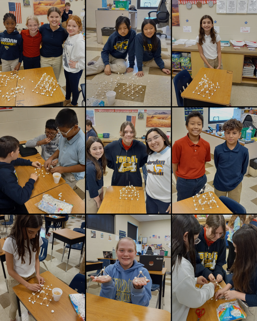 photo collage of students building pyramids with marshmallows and toothpicks
