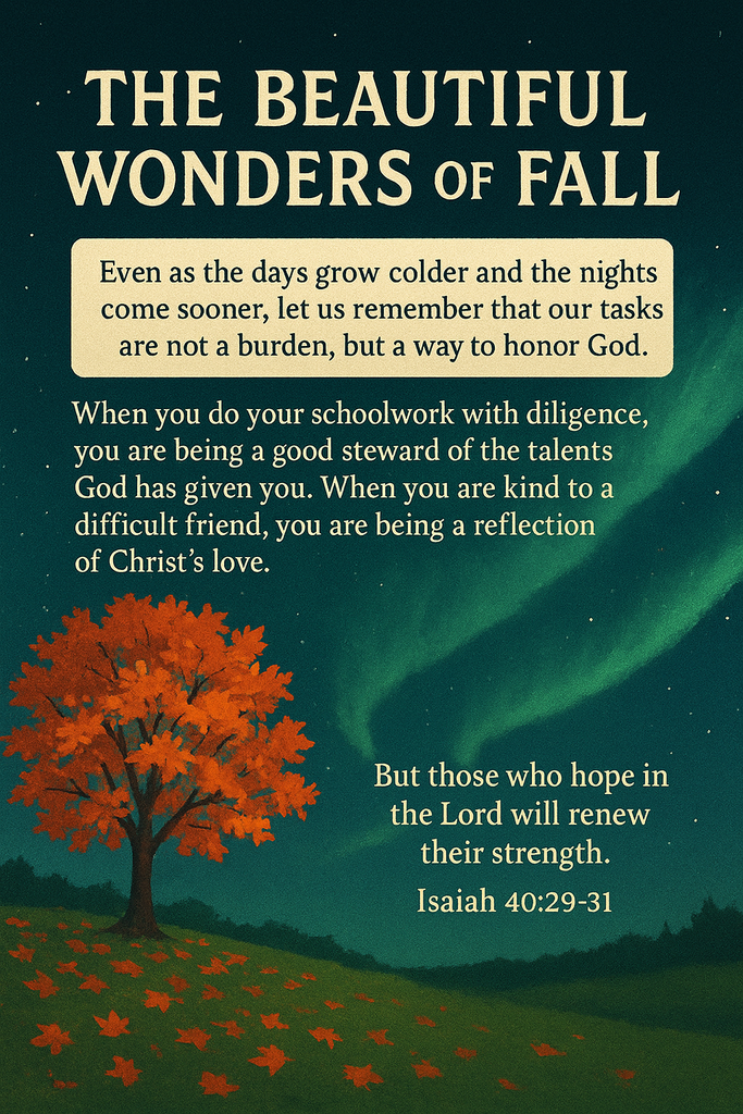 autumn tree with starry night graphic