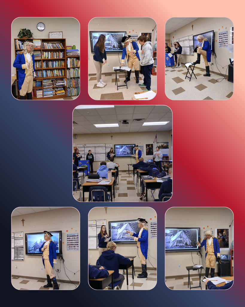 photo collage of George Washington teaching students