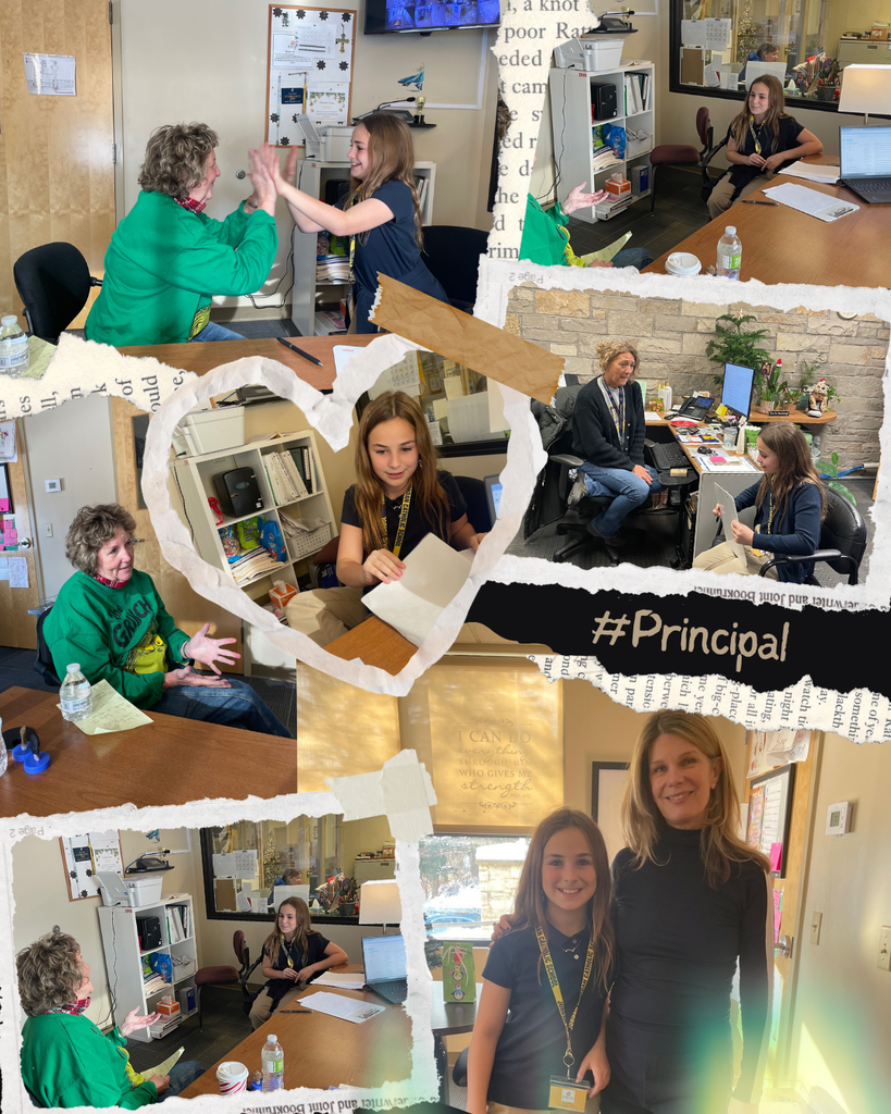 photo collage of student being the principal for the day