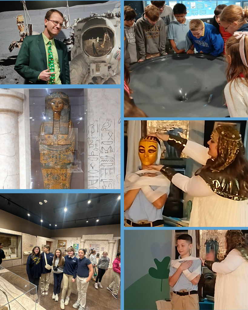photo collage of students at an Egyptian museum exhibit