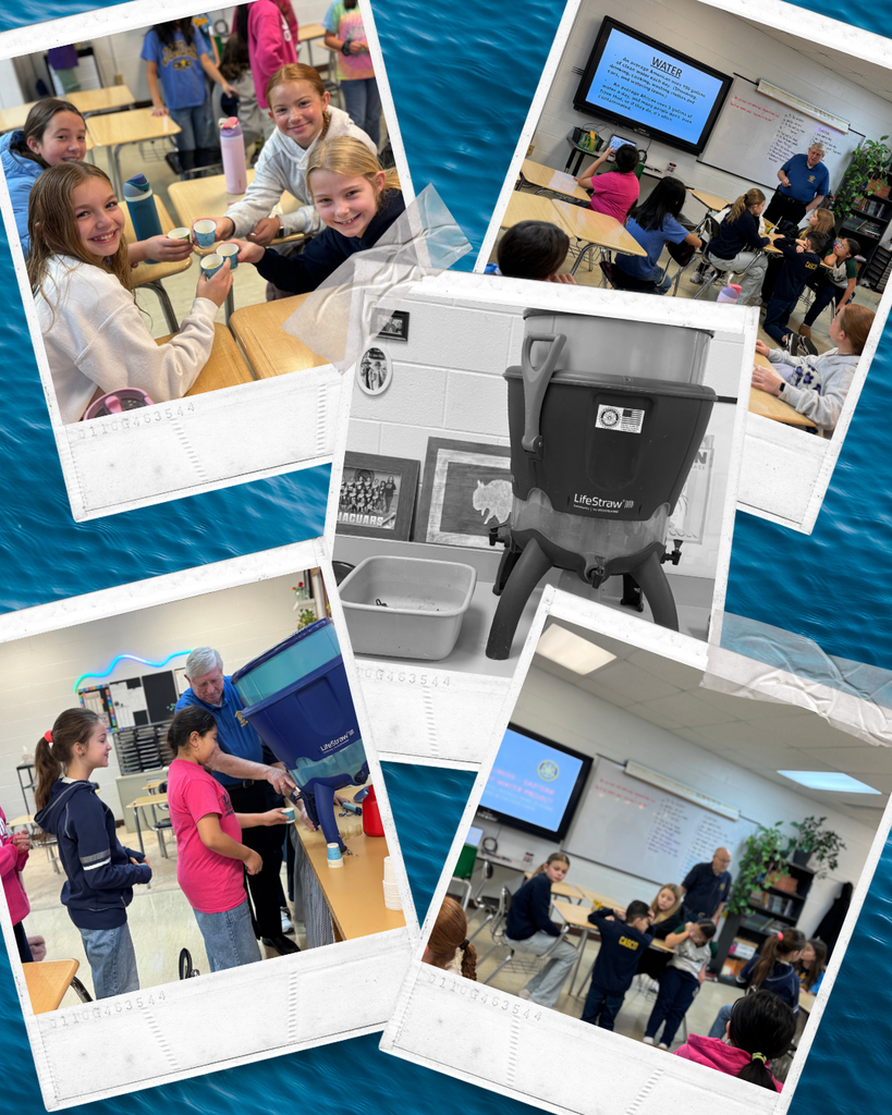 photo collage of students learning about Life Straw 