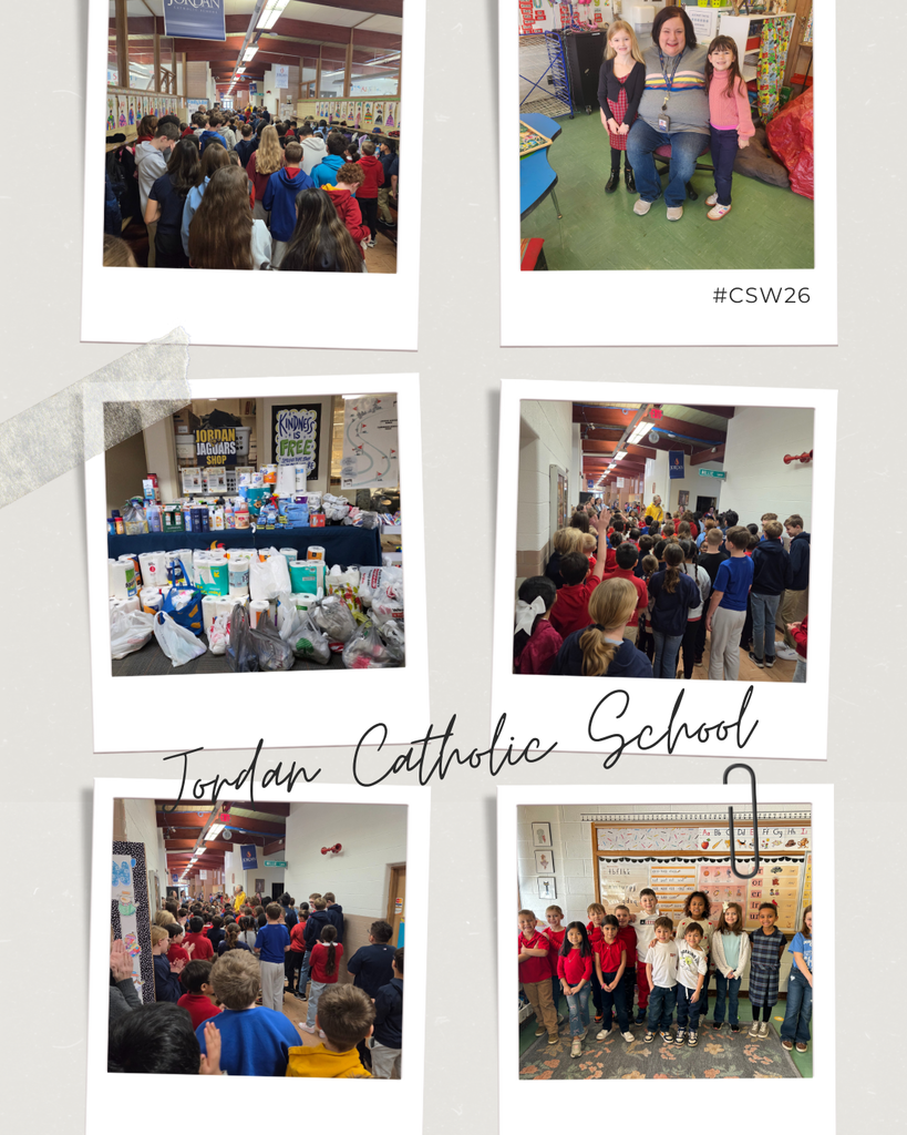 photo collage of students with community members