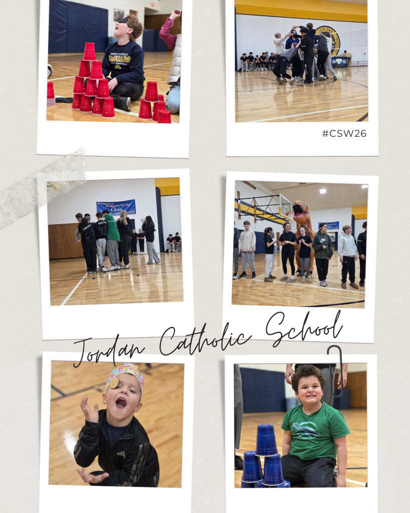 photo collage of student activities in the school gym