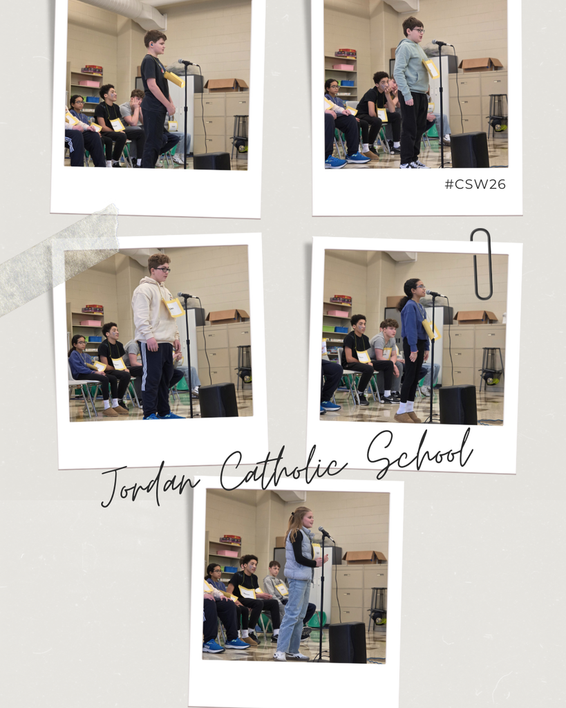 photo collage of students competing in a spelling bee