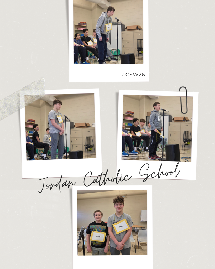 photo collage of students competing in a spelling bee