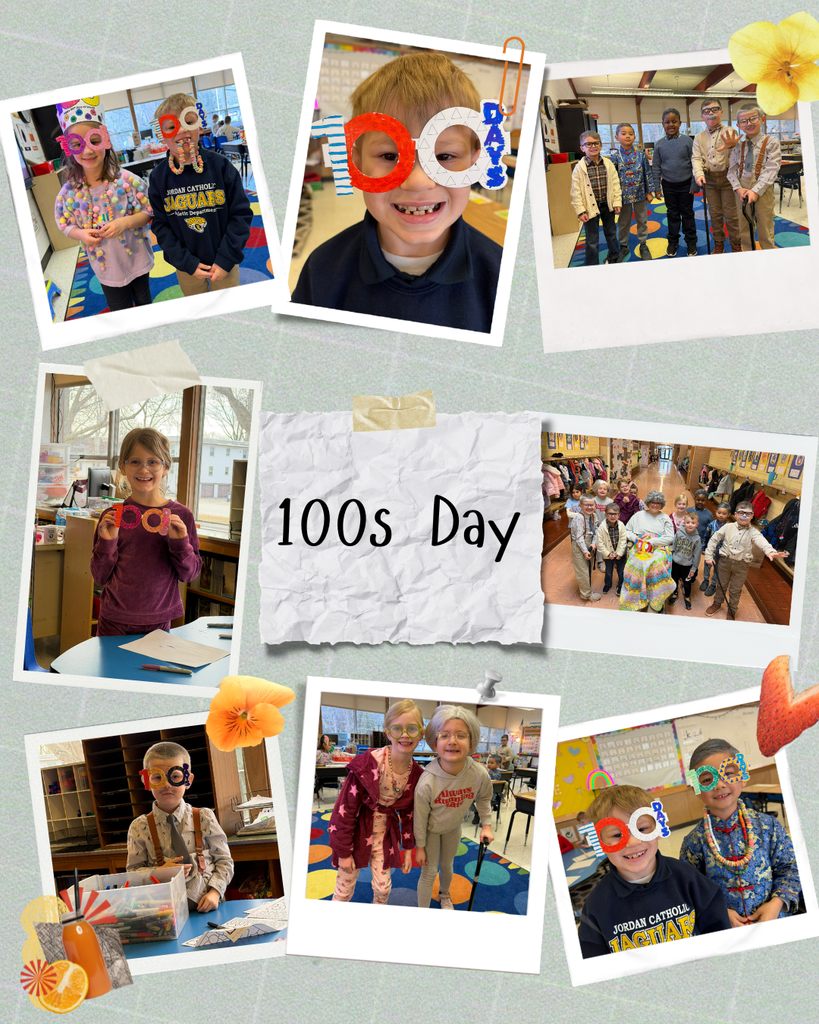 photo collage of students celebrating 100s day