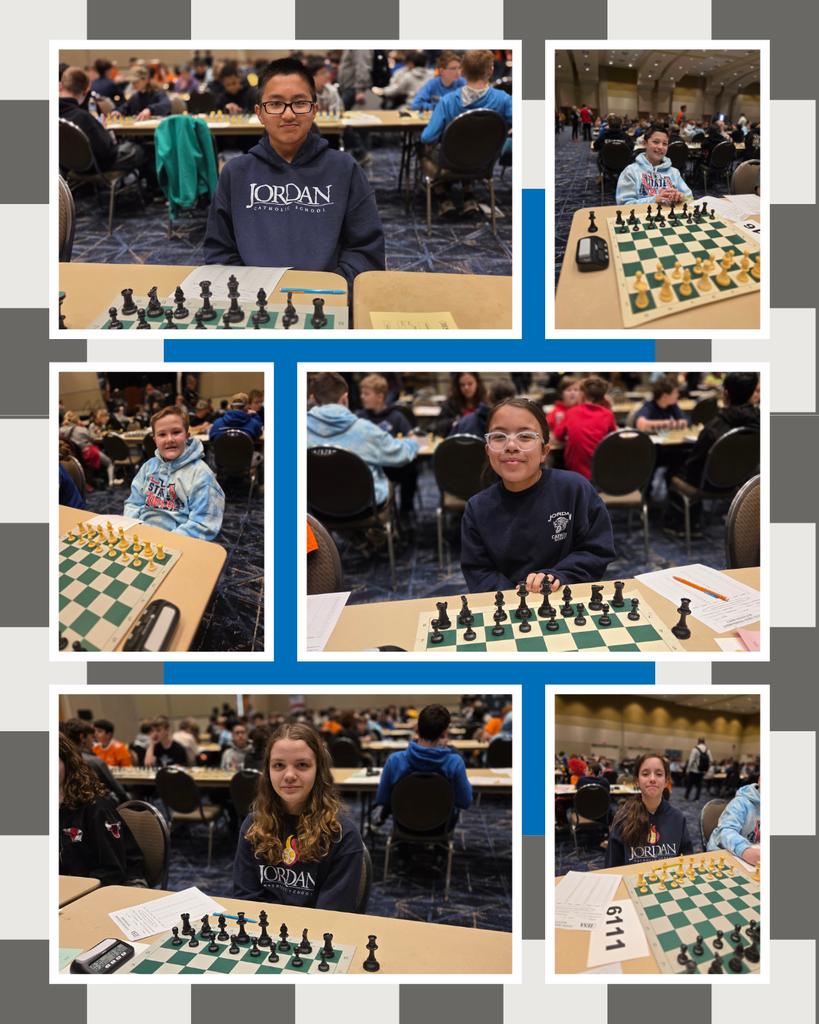 photo collage of chess team players with chess boards