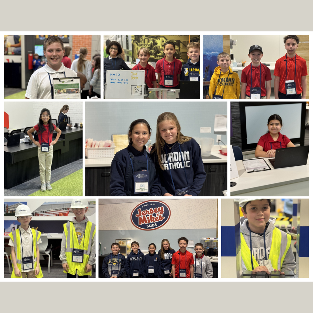 photo collage of students at BizTown