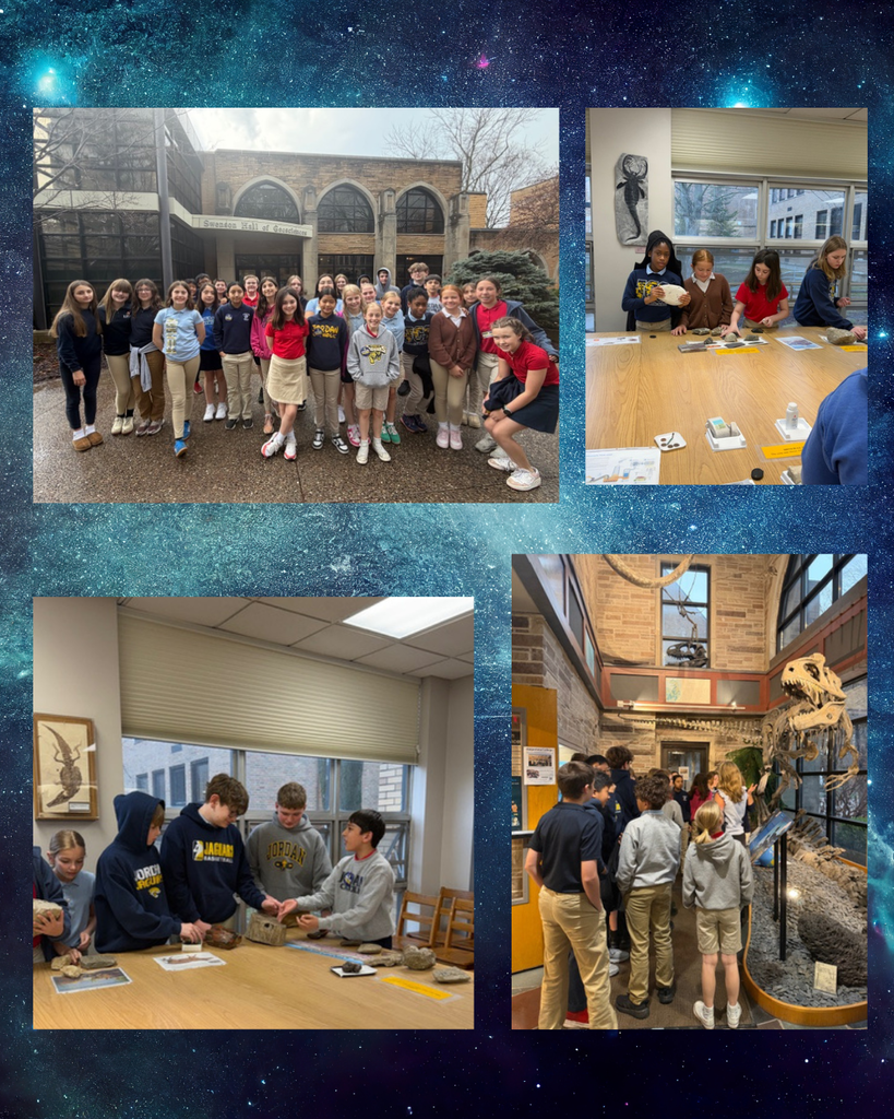 photo collage of student at a geology museum