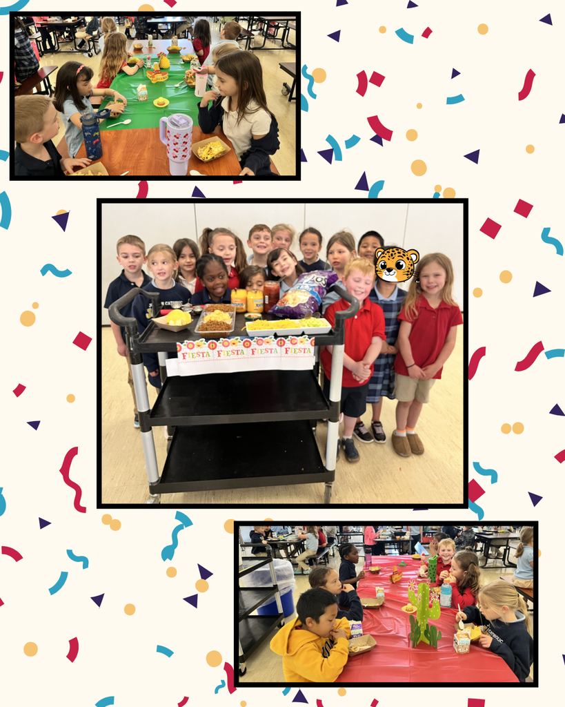 photo collage of students eating in the school cafeteria