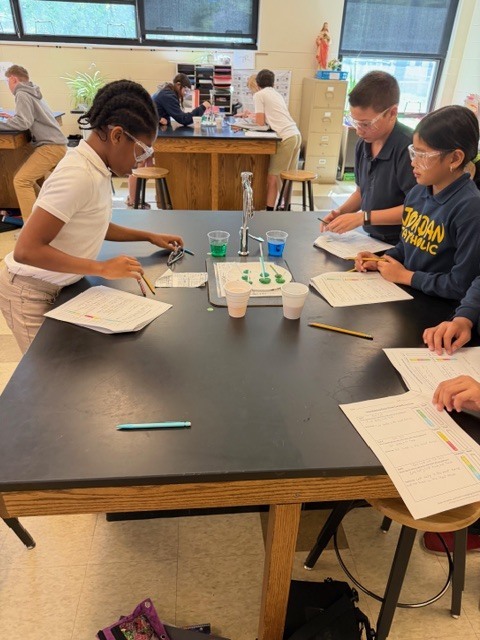 students conducting a science lab experiment