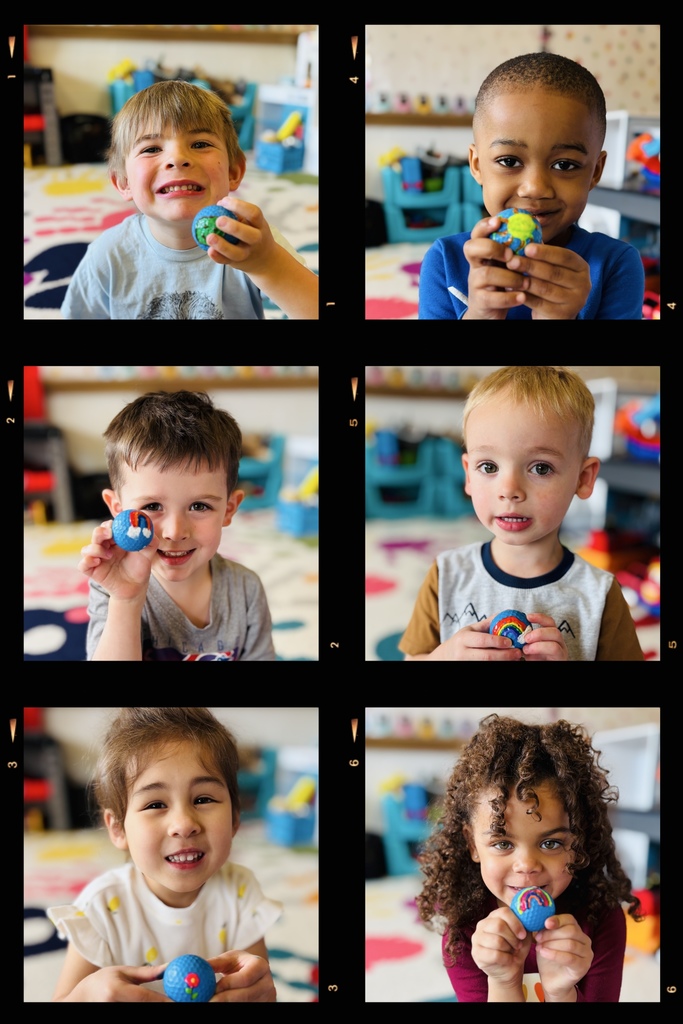 photo collage of students holding hand decorated golf balls