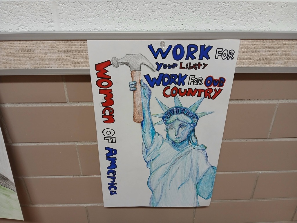 hand drawn Statue of Liberty holding hammer above her head