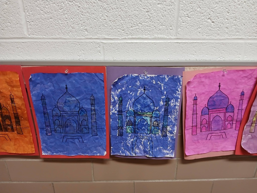 Art renderings of Taj Mahal using the traditional technique of Indian Batik, ancient "wax-resist" dyeing technique used to create intricate patterns and designs on fabric 