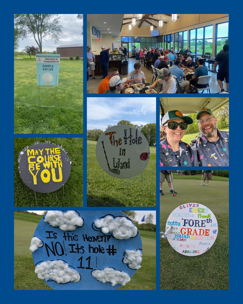 photo collage of school golf outing