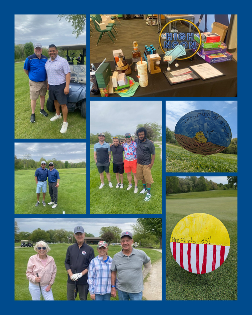 photo collage of school golf outing