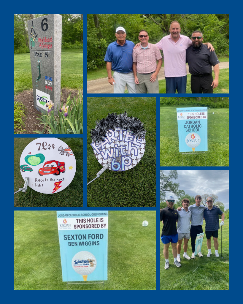 photo collage of school golf outing