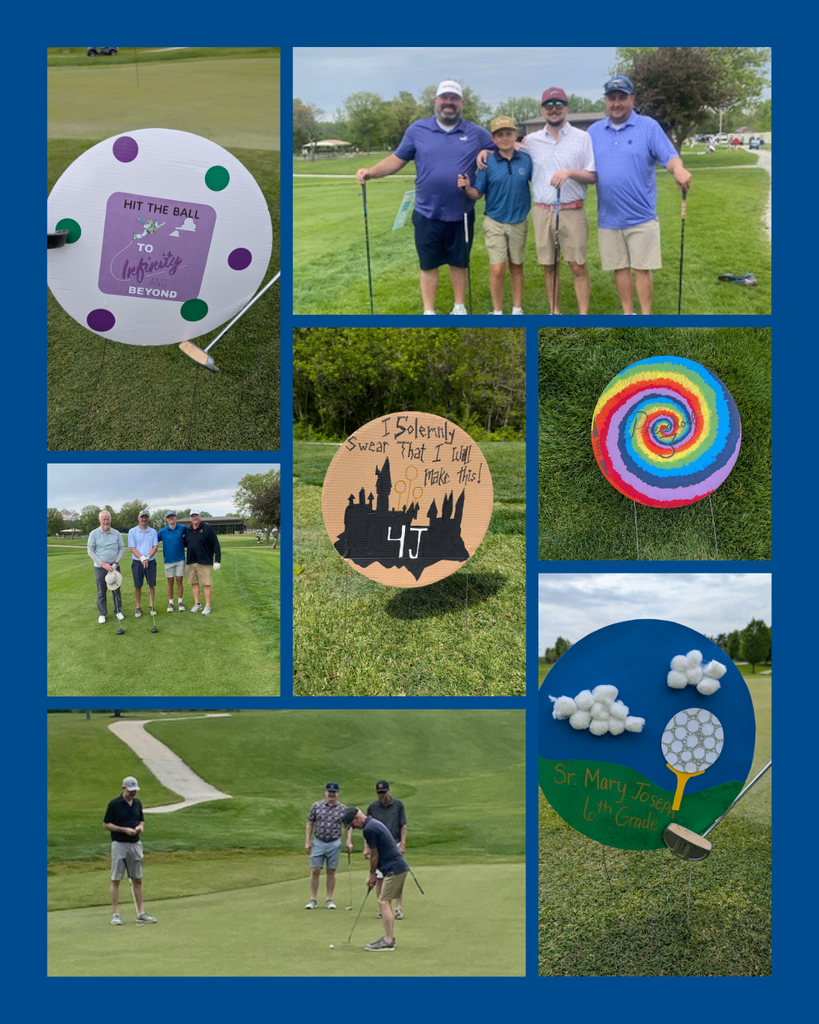 photo collage of school golf outing