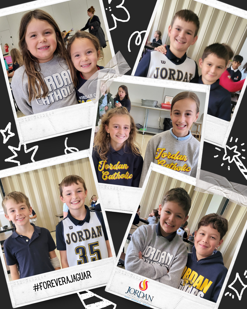 photo collage of siblings posing in the school cafeteria