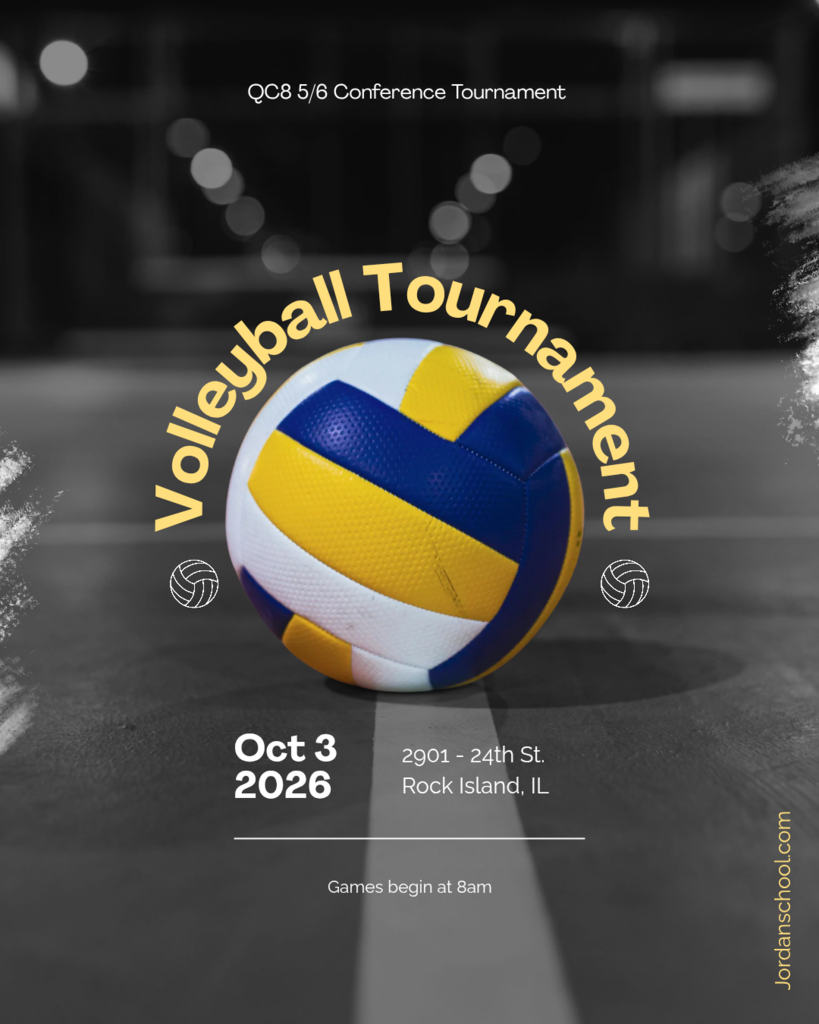Volleyball in blue yellow and white sitting on a black and white background