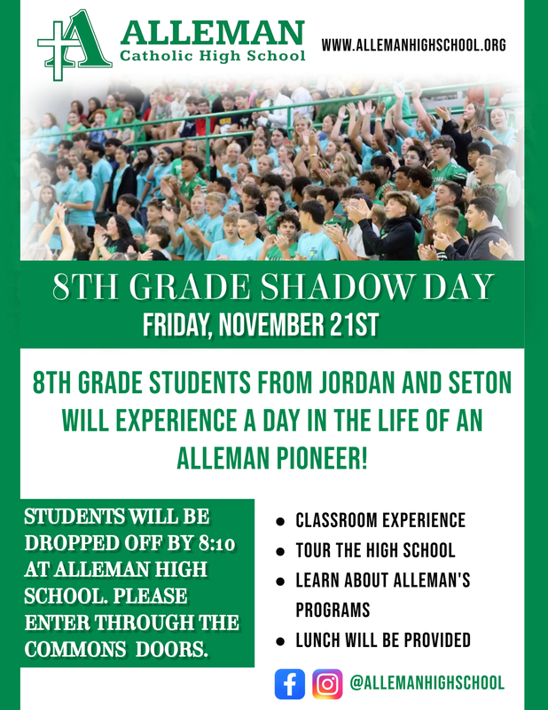 informational graphic for 8th grade shadow day at Alleman