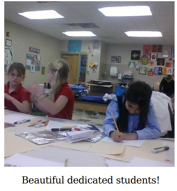 students working on art projects at a table
