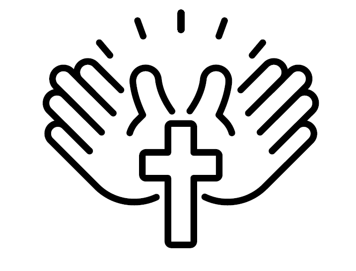 graphic of 2 hands with a cross