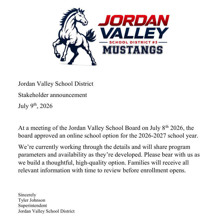 Online School Announcement