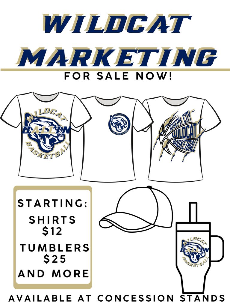 Wildcat Marketing is ready to take orders for all your custom needs.  Some merch already available at the concessions 