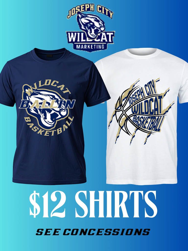 Shirts ready for sale in the concessions booth.